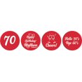 thumbnail image 1 of Darling Souvenir Cheers 70th Birthday Custom Name Stickers 190 Pcs Candy Labels Party Favor-Red, 1 of 1