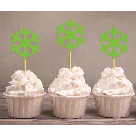 Darling Souvenir, Christmas Celebration Snowflake Cupcake Toppers, Winter Wedding Dessert Decorations - Pack Of 20