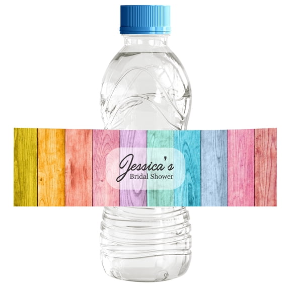 Darling Souvenir Colorful Rustic Wood WaterBottleLabels For Bridal Shower Easy To Use Party Supplies Bridal Shower Collection Great For Your Celebrations Pack Of 32