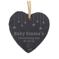 thumbnail image 1 of Darling Souvenir Custom Babies Christening Day Engraved Slate Hanging Christmas Tree Ornament with String Personalized Gift, 1 of 4