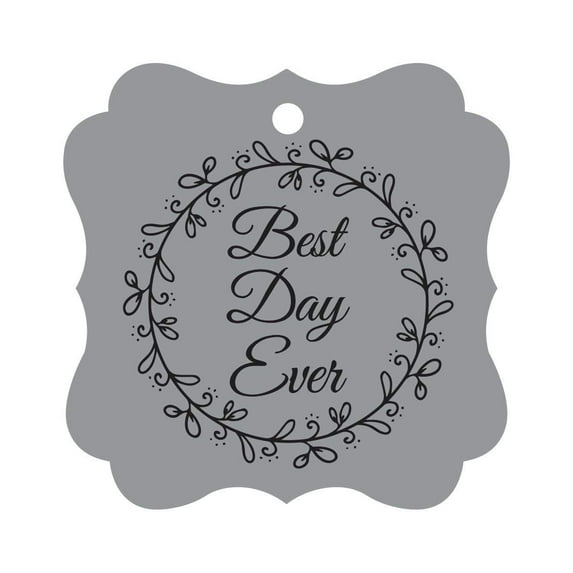 Darling Souvenir Custom Best Day Ever Wedding Party Tags Leaf Wreath Hang Tags-Gray-100 Tags
