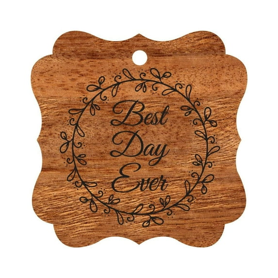 Darling Souvenir Custom Best Day Ever Wedding Party Tags Leaf Wreath Hang Tags-Rustic Wood-50 Tags