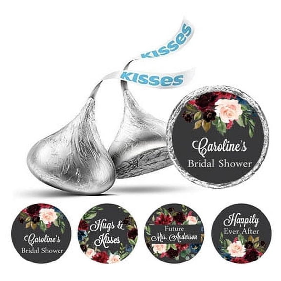 Darling Souvenir Custom Bridal Shower Personalized Stickers 190-Pack chocolate Labels-Gray