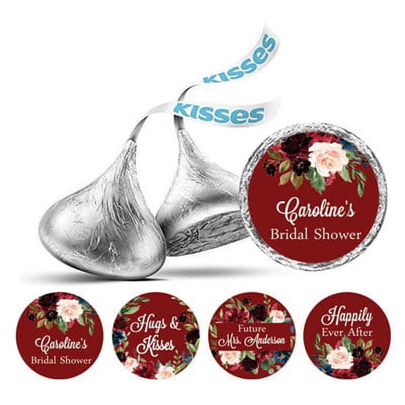 Darling Souvenir Custom Bridal Shower Personalized Stickers 190-Pack chocolate Labels-Maroon