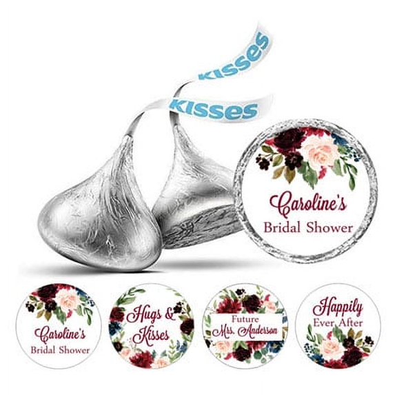 Darling Souvenir Custom Bridal Shower Personalized Stickers 190-Pack chocolate Labels-White