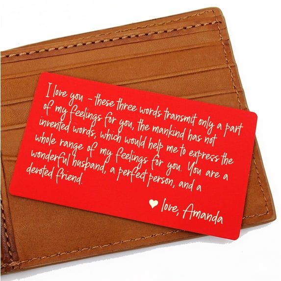 Darling Souvenir Custom Engraved Personalized Metal Wallet Card Mini Love Note Gift For Him