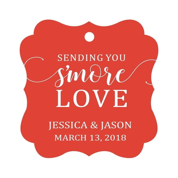 Darling Souvenir Custom Hang Tags Sending You S'More Love Favor Gift Tags Personalized Fancy Bonbonniere Tag-Red-100 Tags