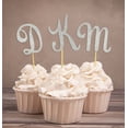 thumbnail image 1 of Darling Souvenir, Custom Initials Wedding Cupcake Toppers, Personalized Party Dessert Decorations - Pack Of 20, 1 of 3