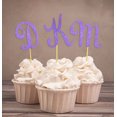 thumbnail image 1 of Darling Souvenir, Custom Initials Wedding Cupcake Toppers, Personalized Party Dessert Decorations - Pack Of 20, 1 of 3