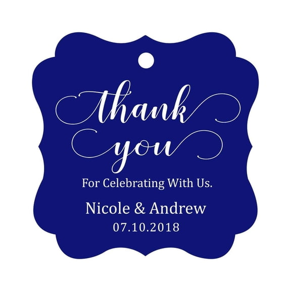 Darling Souvenir Custom Names Thank You For Celebrating With Us Wedding Hang Tags Personalized Party Tags-Blue-100 Tags