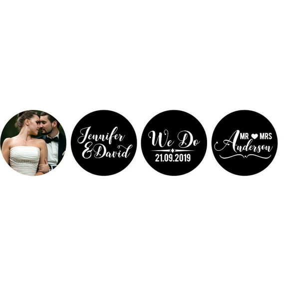 Darling Souvenir Custom Photo Wedding Stickers Candy Chocolate Labels 190 Pcs-Black