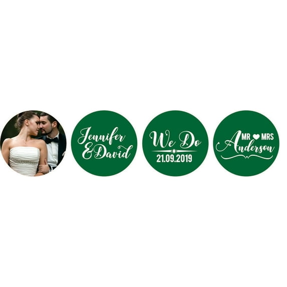 Darling Souvenir Custom Photo Wedding Stickers Candy Chocolate Labels 190 Pcs-Green