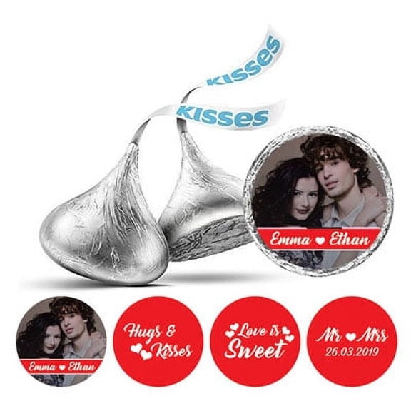 Darling Souvenir Custom Photo Wedding Stickers Candy Chocolate Labels 190 Pcs-Red