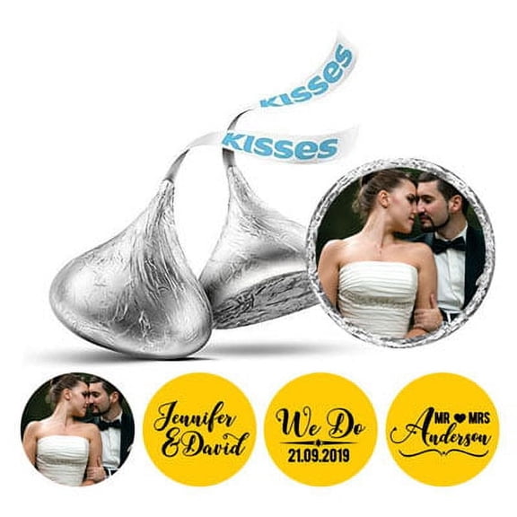 Darling Souvenir Custom Photo Wedding Stickers Candy Chocolate Labels 190 Pcs-Yellow