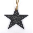 thumbnail image 1 of Darling Souvenir Custom Text Engraved Star Slate Hanging Babies First Christmas Ornament with String Personalized Gift, 1 of 4