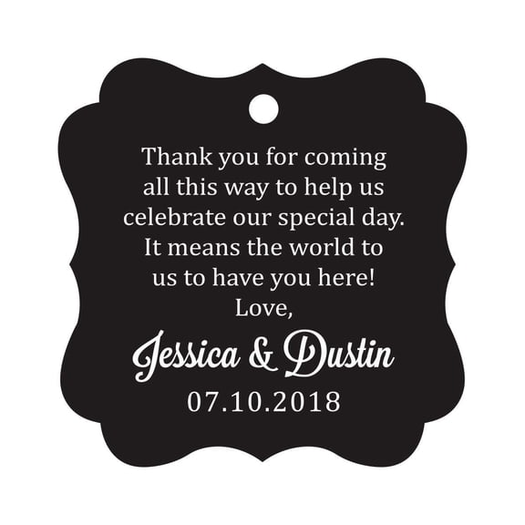 Darling Souvenir Custom Wedding Thank You Message Gift Tags Personalized Party Favor Hang Paper Tags-Black-100 Tags