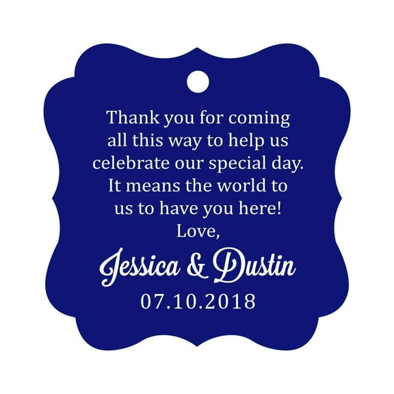 Darling Souvenir Custom Wedding Thank You Message Gift Tags Personalized Party Favor Hang Paper Tags-Blue-50 Tags