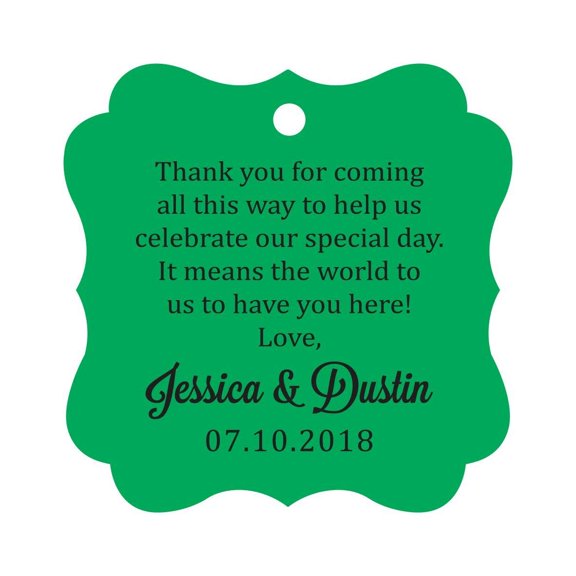 Darling Souvenir Custom Wedding Thank You Message Gift Tags Personalized Party Favor Hang Paper Tags-Green-50 Tags