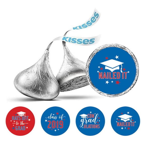 Darling Souvenir DIY 190 Pcs Graduation Theme Stickers Candy Chocolate Labels-Blue & Red