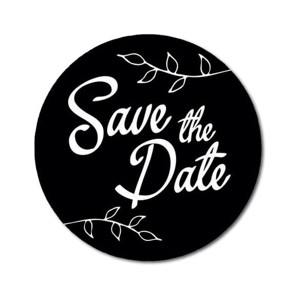 Darling Souvenir DIY 45 Pcs Black Leaf Vines Save The Date Stickers Round Envelope Seal-1.6 Inches