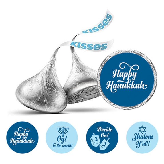 Darling Souvenir DIY Hanukkah Jewish Stickers 190 Pcs DIY Candy Chocolate Labels-Blue