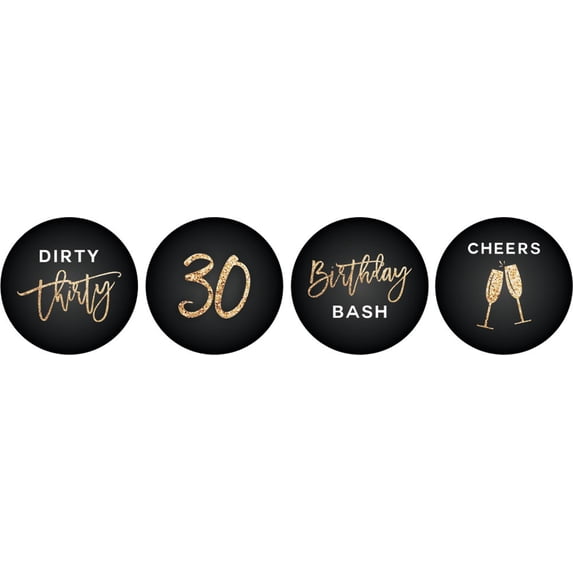 Darling Souvenir DIY Pack Of 190 Pcs Dirty 30th Birthday Stickers Labels Party Favor-Black