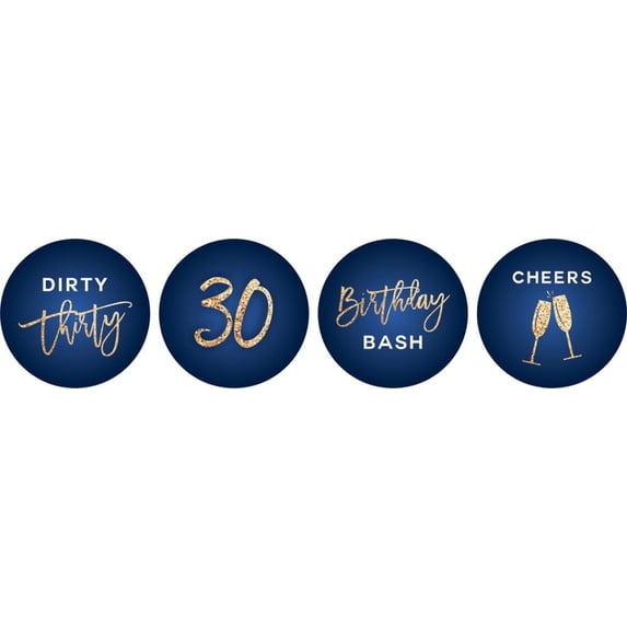 Darling Souvenir DIY Pack Of 190 Pcs Dirty 30th Birthday Stickers Labels Party Favor-Navy Blue