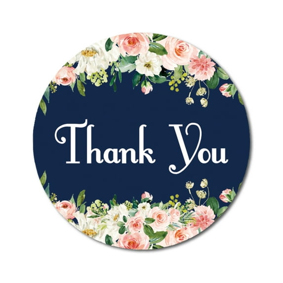 Darling Souvenir DIY Rose Blossom 1.6 Inches Blue Round Thank You Stickers DIY Envelope Seals-45 Pcs