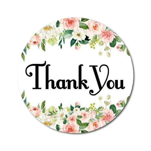 Darling Souvenir DIY Rose Blossom 1.6 Inches White Round Thank You Stickers DIY Envelope Seals-45 Pcs