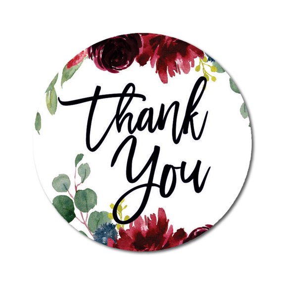 Darling Souvenir DIY Round 1.6 Inches Rose Floral Border Thank You Stickers Wedding Gift-45 Pcs