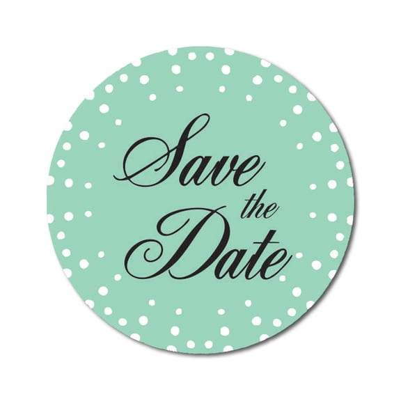Darling Souvenir DIY Round 45 Pcs Mint Green Polka Dot Save The Date Wedding Stickers-1.6 Inches