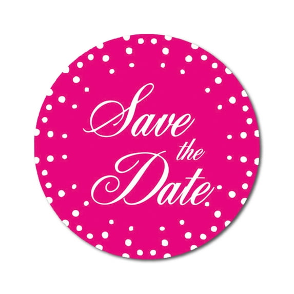 Darling Souvenir DIY Round 45 Pcs Pink Polka Dot Save The Date Wedding Stickers-1.6 Inches