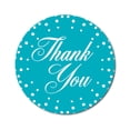 thumbnail image 1 of Darling Souvenir DIY Round 45 Pcs Polka Dot Thank You Turquoise Blue Stickers Non Customized Gift-1.6 Inches, 1 of 4
