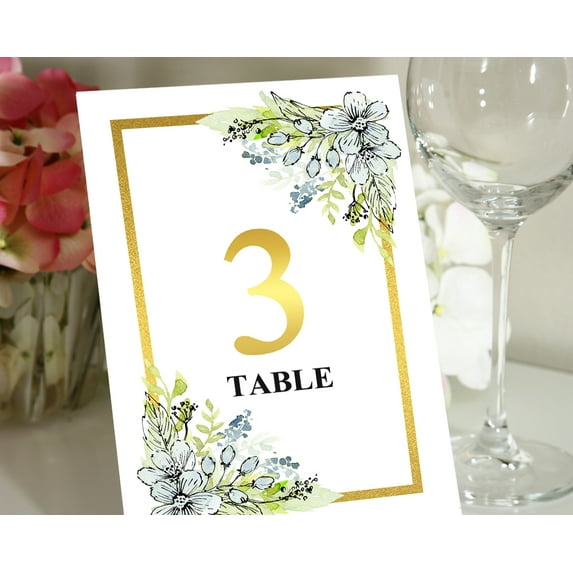 Darling Souvenir DIY Table Numbers Floral Frame Corner Wedding Reception Table Top Cards-5" x 7" (1 to 40)