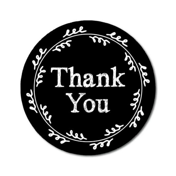 Darling Souvenir DIY Wreath 1.6 Inches Round Classic Thank You Black Stickers Envelope Seals-45 Pcs