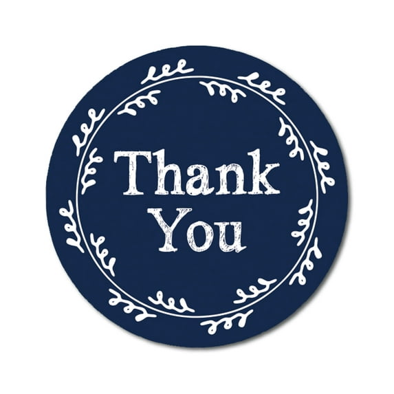 Darling Souvenir DIY Wreath 1.6 Inches Round Classic Thank You Navy Blue Stickers Envelope Seals-45 Pcs