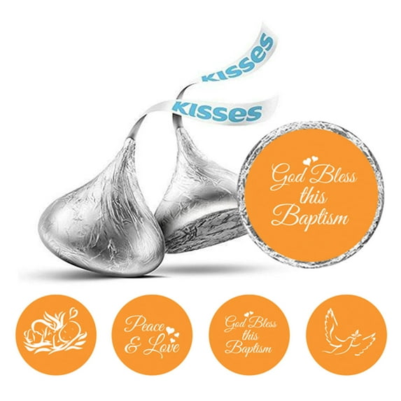 Darling Souvenir DIY chocolate Candy Labels Sacrament Baptism Theme Stickers 190 Pcs-Orange