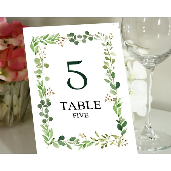Darling Souvenir Double Sided Print DIY Rustic Leaf Frame Table Numbers Calligraphy Wedding Table Cards-4" x 6" (1 to 50)
