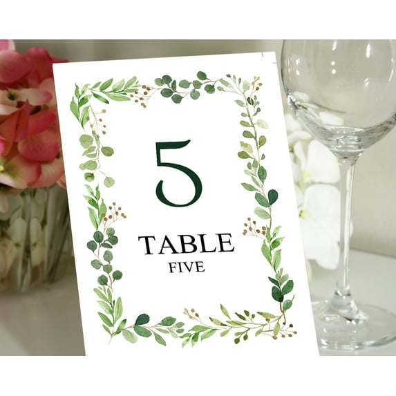 Darling Souvenir Double Sided Print DIY Rustic Leaf Frame Table Numbers Calligraphy Wedding Table Cards-5" x 7" (1 to 50)