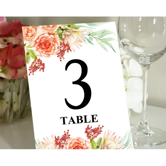 Darling Souvenir Double Sided Print Floral Border Table Numbers Decorative Wedding Table Place Cards DIY-4" x 6" (1 to 30)