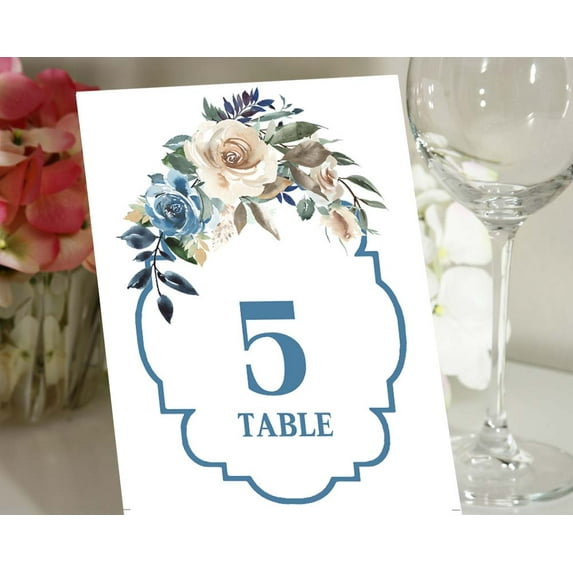 Darling Souvenir Double Sided Print Floral Table Numbers Calligraphy Wedding Reception Table Cards Decor-4" x 6" (1 to 20)