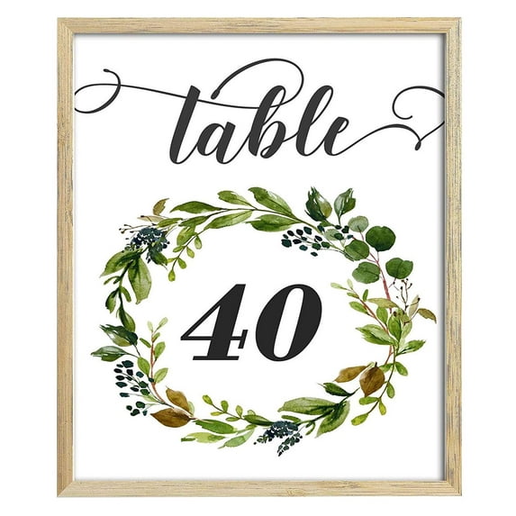 Darling Souvenir Double Sided Print Rustic Leaf Table Numbers Decorative Wedding Reception Table Top Cards-4" x 6" (1 to 40)