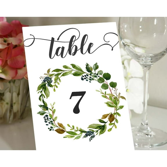 Darling Souvenir Double Sided Print Rustic Leaf Table Numbers Decorative Wedding Reception Table Top Cards-5" x 7" (1 to 12)