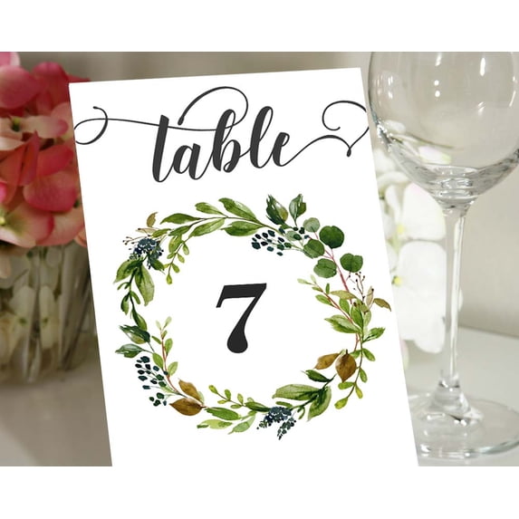 Darling Souvenir Double Sided Print Rustic Leaf Table Numbers Decorative Wedding Reception Table Top Cards-5" x 7" (1 to 20)
