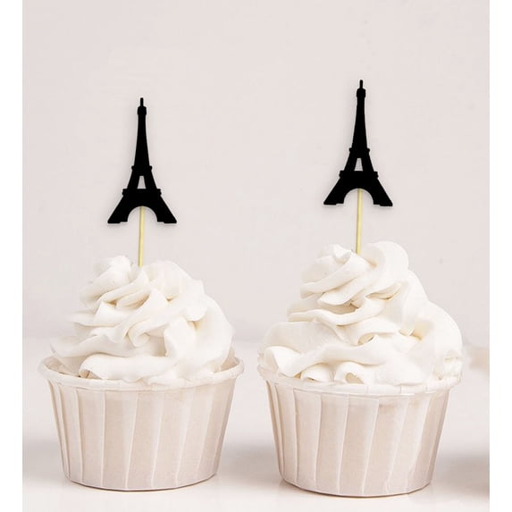 Darling Souvenir, Eiffel Tower Cupcake Toppers, Wedding Party Dessert Decorations - Pack Of 20