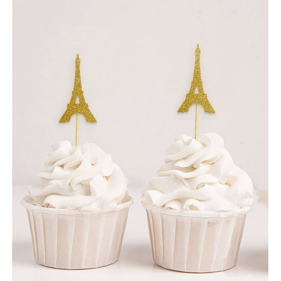 Darling Souvenir, Eiffel Tower Cupcake Toppers, Wedding Party Dessert Decorations - Pack Of 20