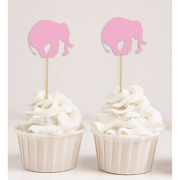 Darling Souvenir, Elephant Shape Cupcake Toppers, Birthday Party/ Baby Shower Dessert Decorations - Pack Of 20