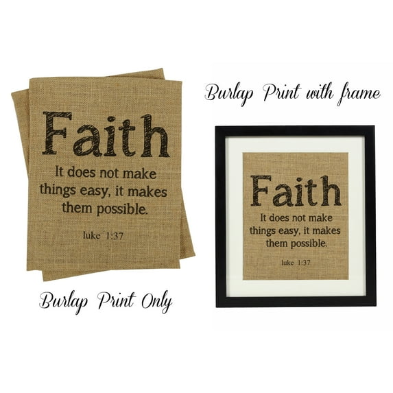Darling Souvenir Faith Religious Quotes Burlap Print Wall Decor Luke 1:37 Bible Verse Gift-Burlap Print Only(11 x 14 Inches)