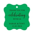 thumbnail image 1 of Darling Souvenir Fancy Frame Custom Paper Tags Thank You For Celebrating With Us Wedding Favor Gift Hang Tags-Olive Green-100 Tags, 1 of 6