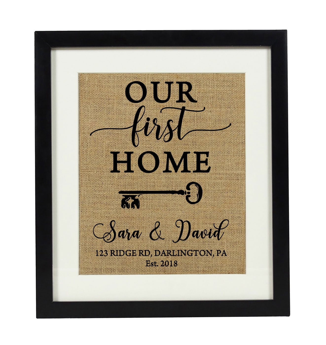 Darling Souvenir First Home Address Sign Burlap Print Wall Decor ...